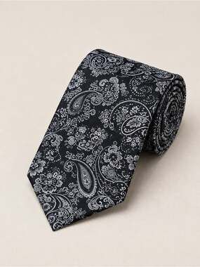 Oakton Black Paisley Men's Tie Classic Formal Accessory Wedding Business